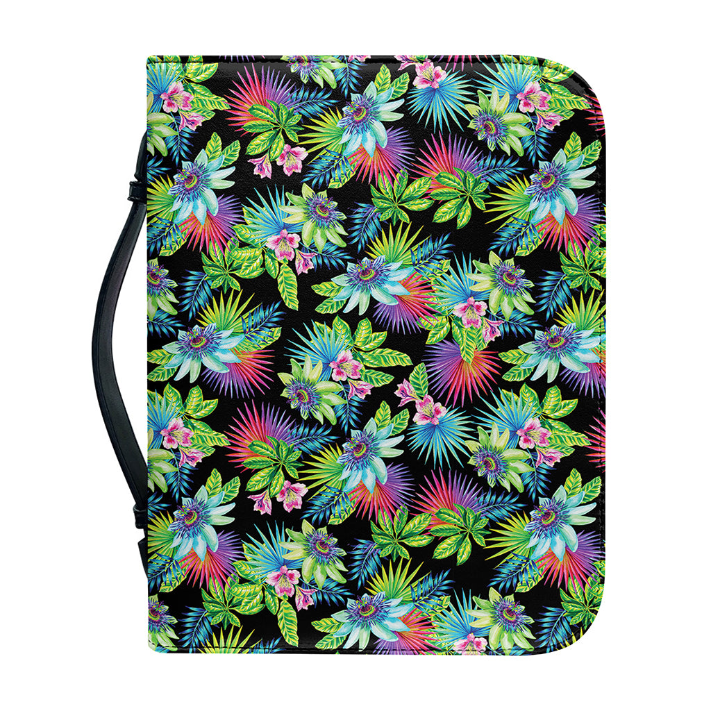 Psychedelic Hawaiian Flower Print Leather Bible Cover