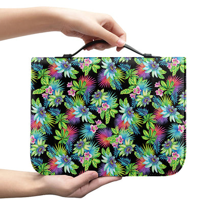 Psychedelic Hawaiian Flower Print Leather Bible Cover