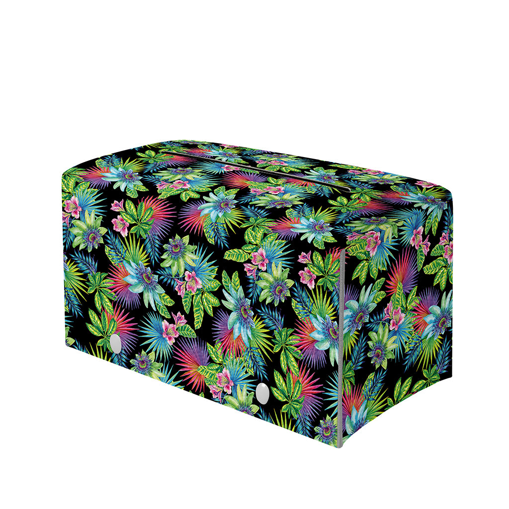 Psychedelic Hawaiian Flower Print Leather Tissue Box Cover