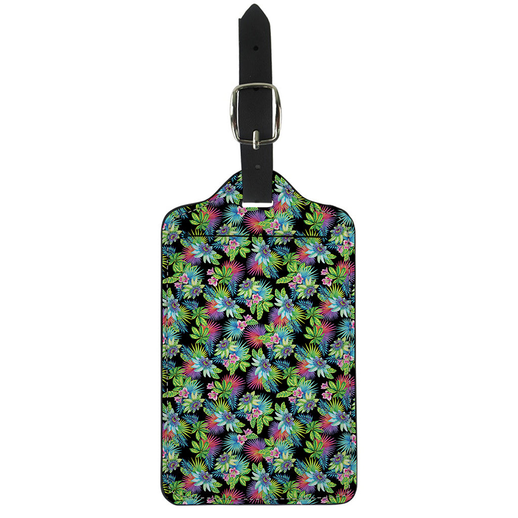 Psychedelic Hawaiian Flower Print Luggage Tag