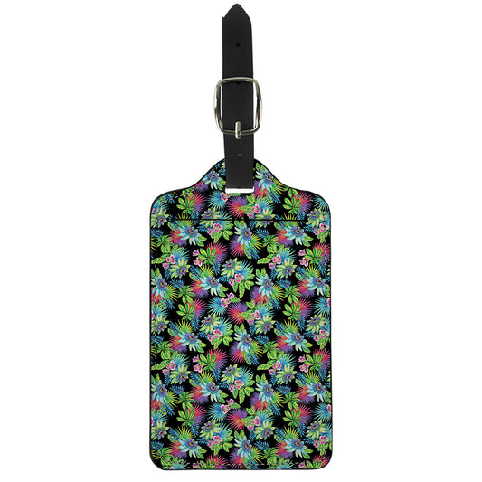 Psychedelic Hawaiian Flower Print Luggage Tag