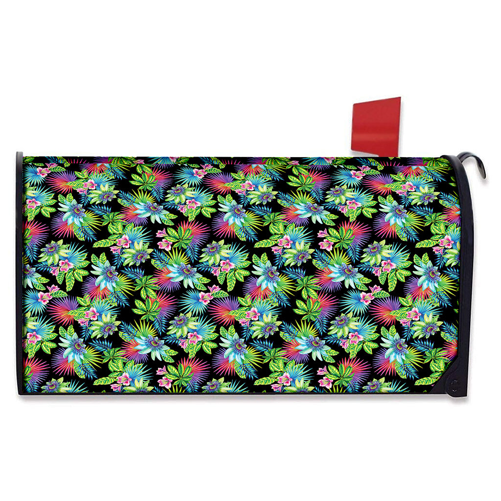 Psychedelic Hawaiian Flower Print Mailbox Cover