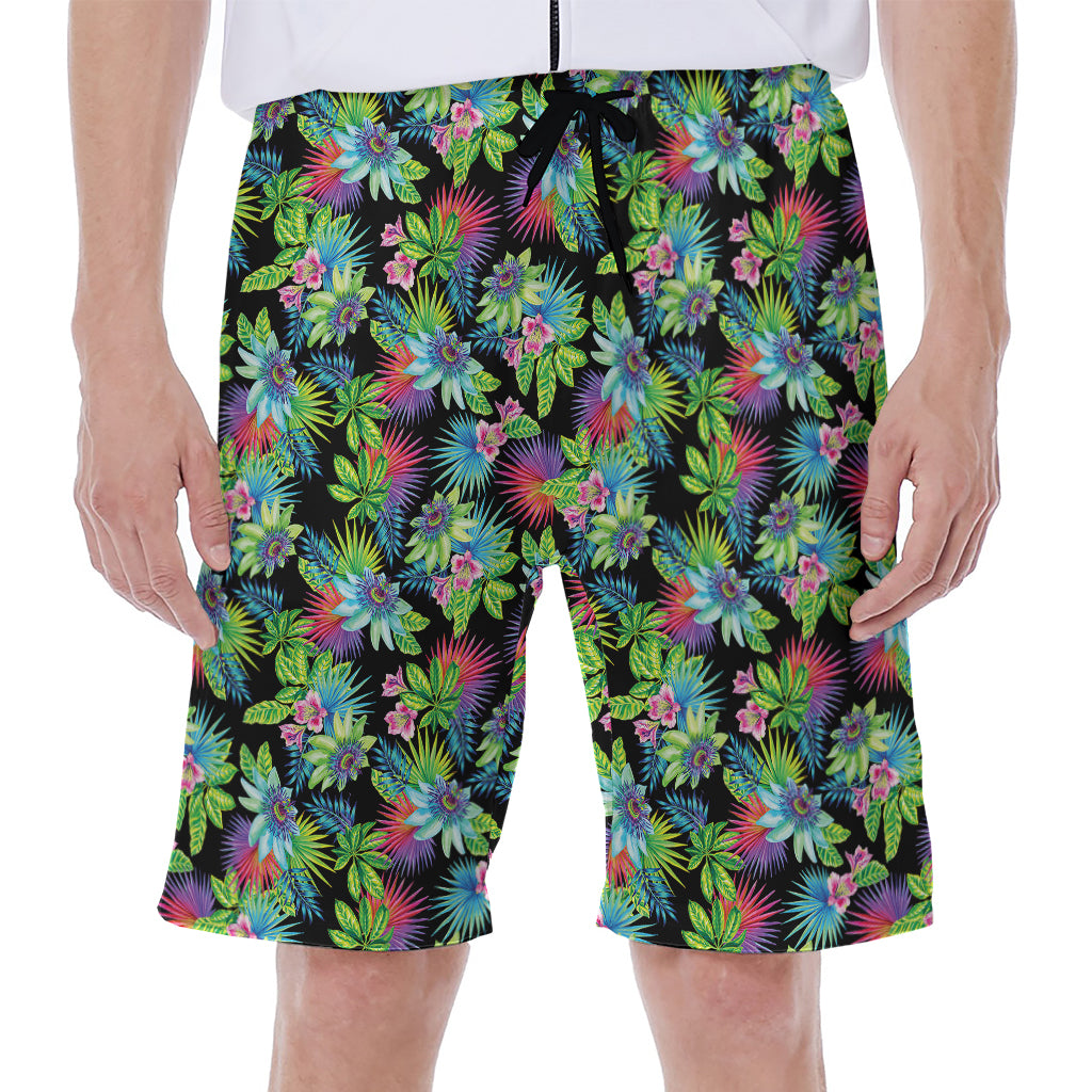 Psychedelic Hawaiian Flower Print Men's Beach Shorts