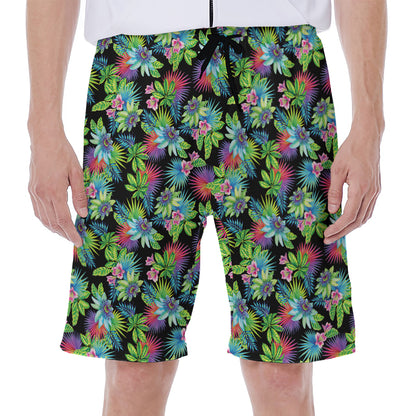 Psychedelic Hawaiian Flower Print Men's Beach Shorts