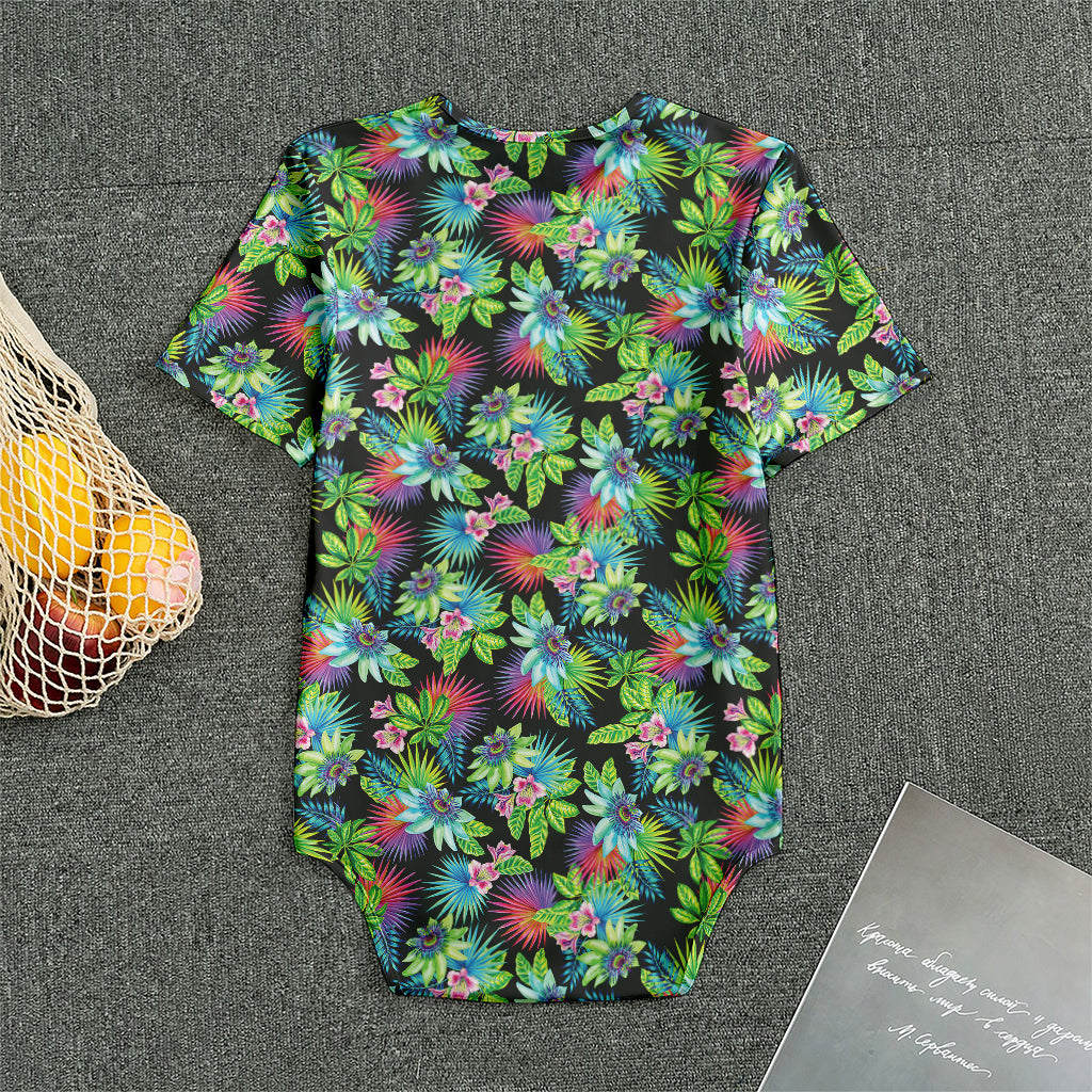 Psychedelic Hawaiian Flower Print Men's Bodysuit