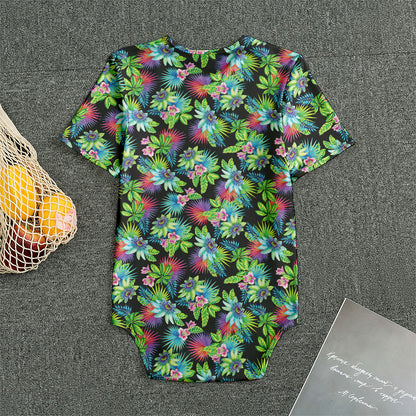 Psychedelic Hawaiian Flower Print Men's Bodysuit