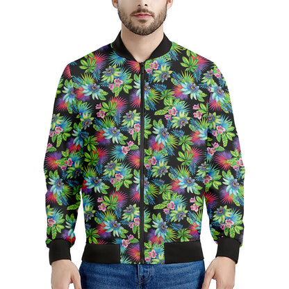 Psychedelic Hawaiian Flower Print Men's Bomber Jacket