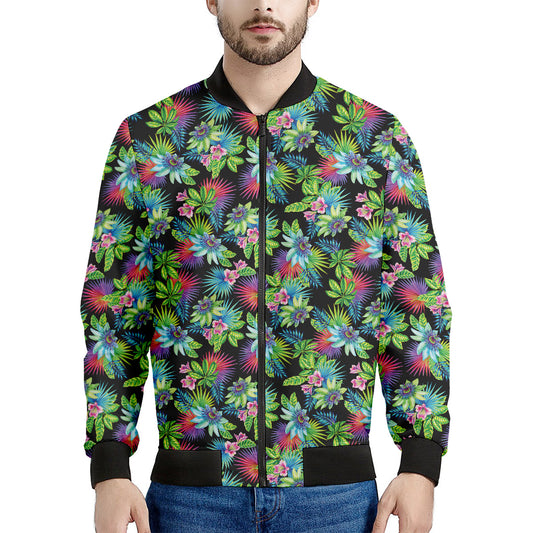 Psychedelic Hawaiian Flower Print Men's Bomber Jacket