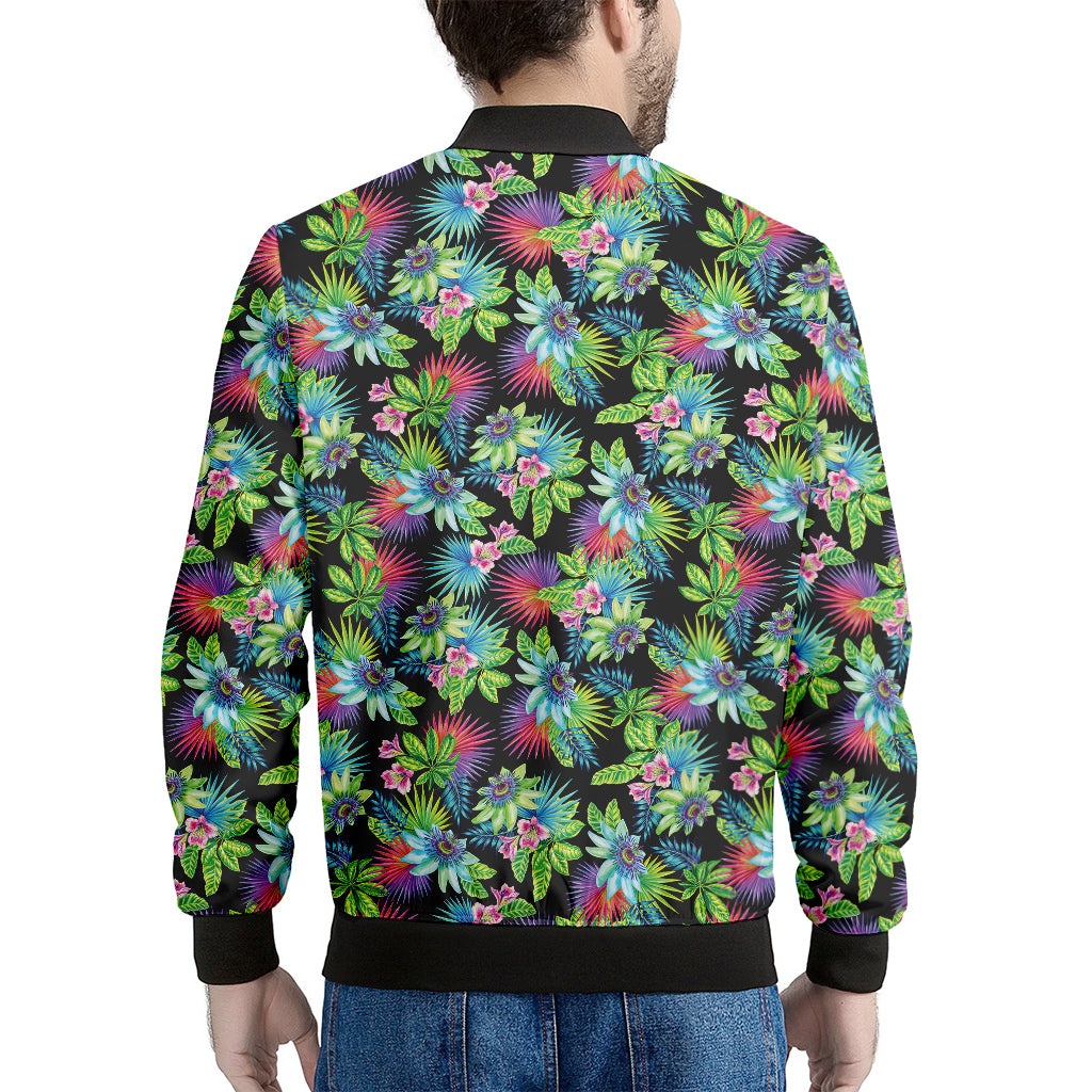 Psychedelic Hawaiian Flower Print Men's Bomber Jacket