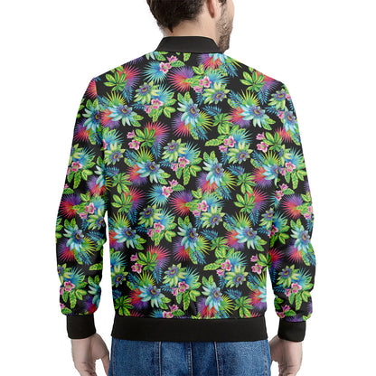 Psychedelic Hawaiian Flower Print Men's Bomber Jacket