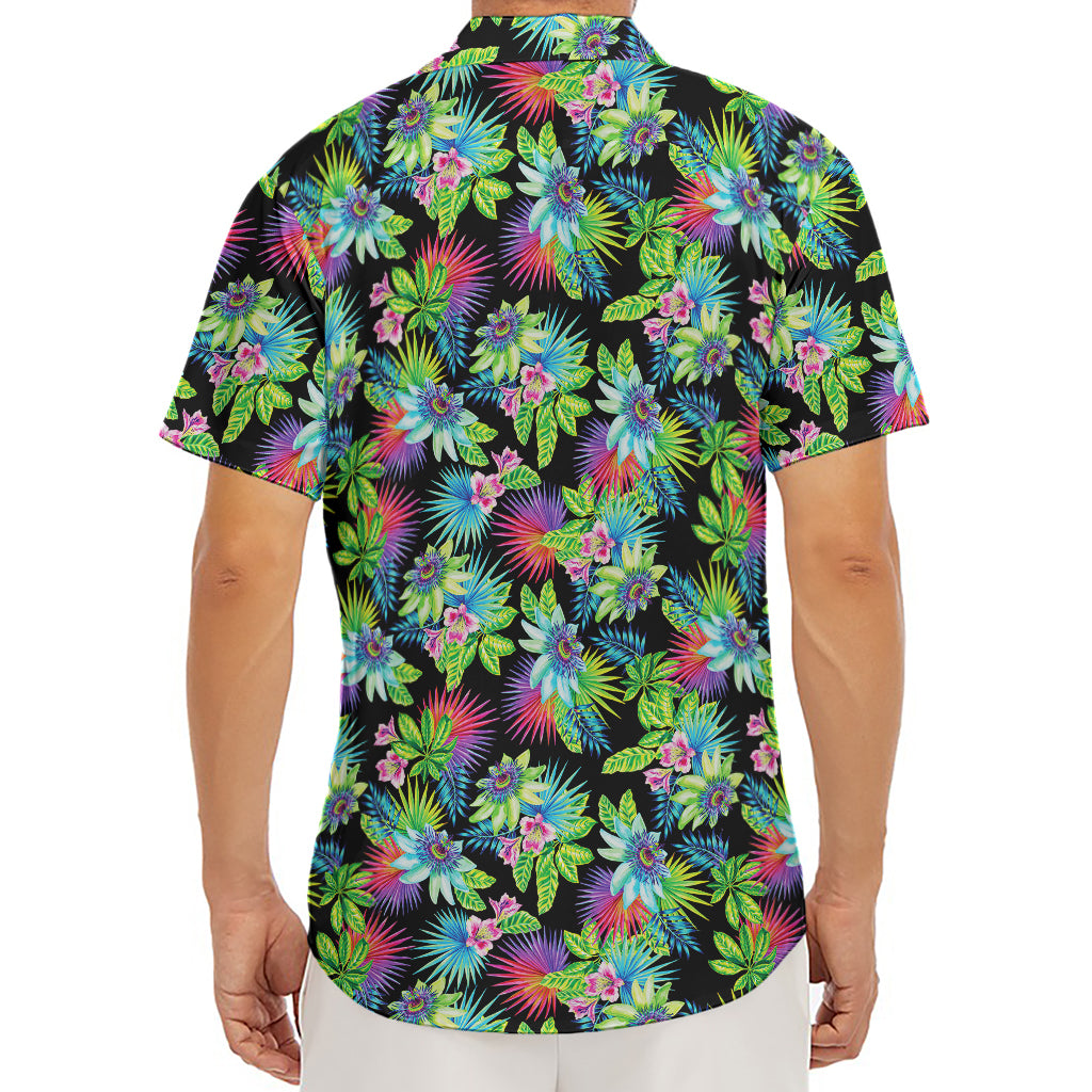 Psychedelic Hawaiian Flower Print Men's Deep V-Neck Shirt