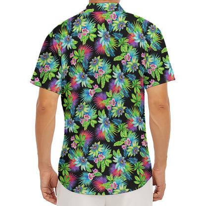 Psychedelic Hawaiian Flower Print Men's Deep V-Neck Shirt