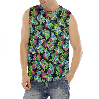 Psychedelic Hawaiian Flower Print Men's Fitness Tank Top
