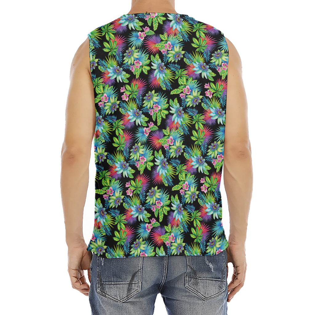Psychedelic Hawaiian Flower Print Men's Fitness Tank Top