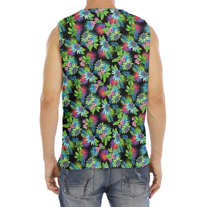 Psychedelic Hawaiian Flower Print Men's Fitness Tank Top