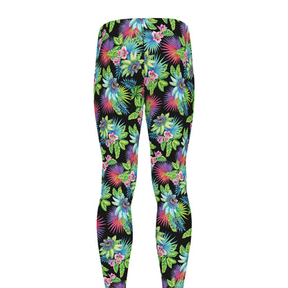 Psychedelic Hawaiian Flower Print Men's leggings