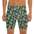 Psychedelic Hawaiian Flower Print Men's Long Boxer Briefs