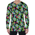 Psychedelic Hawaiian Flower Print Men's Long Sleeve T-Shirt