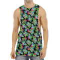 Psychedelic Hawaiian Flower Print Men's Muscle Tank Top