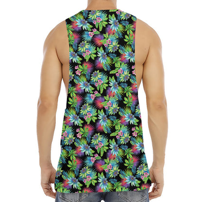 Psychedelic Hawaiian Flower Print Men's Muscle Tank Top