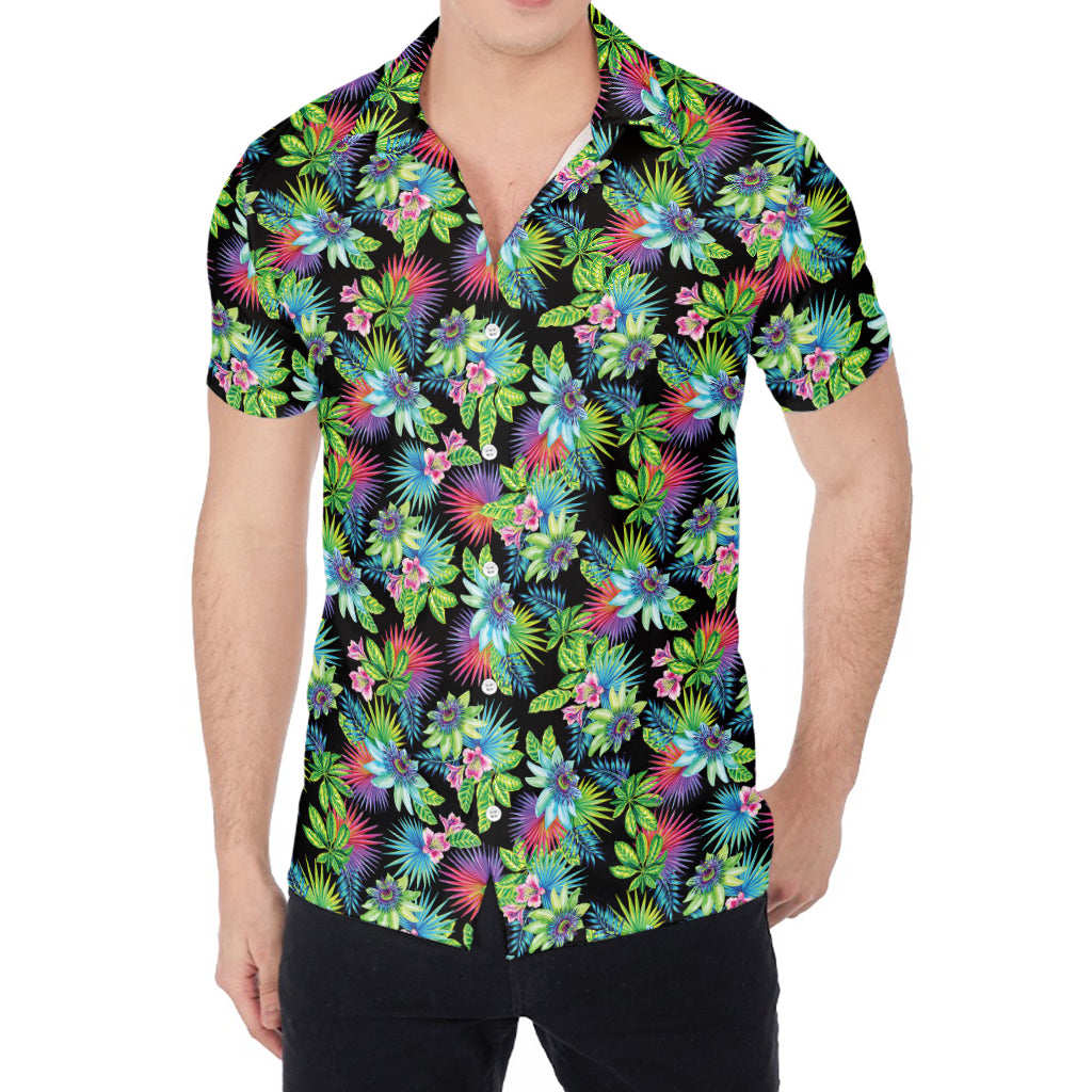 Psychedelic Hawaiian Flower Print Men's Shirt