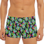 Psychedelic Hawaiian Flower Print Men's Short Boxer Briefs
