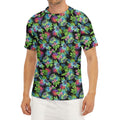 Psychedelic Hawaiian Flower Print Men's Short Sleeve Rash Guard