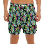 Psychedelic Hawaiian Flower Print Men's Split Running Shorts