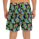Psychedelic Hawaiian Flower Print Men's Split Running Shorts