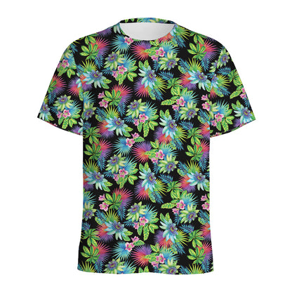 Psychedelic Hawaiian Flower Print Men's Sports T-Shirt