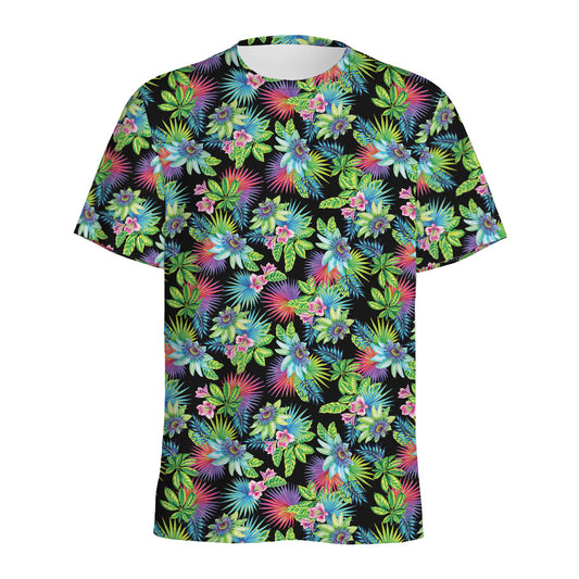 Psychedelic Hawaiian Flower Print Men's Sports T-Shirt
