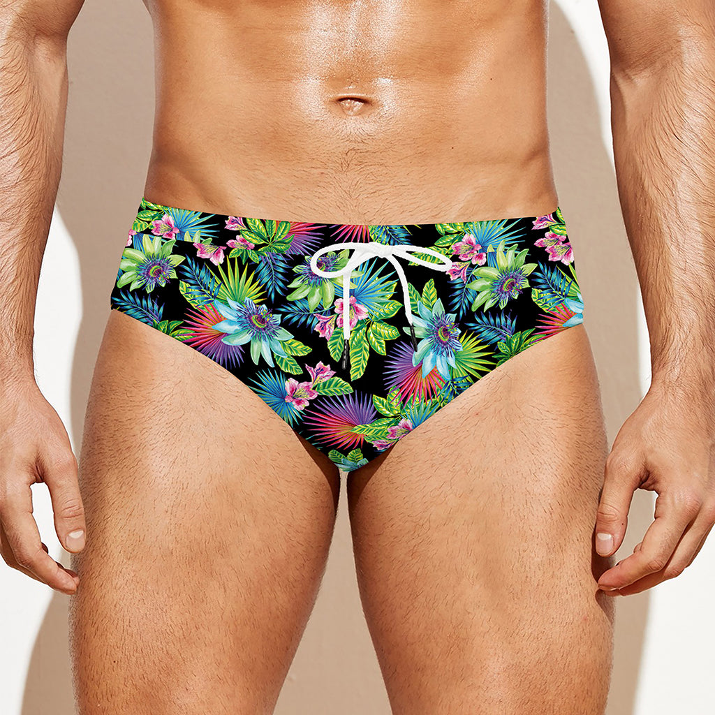 Psychedelic Hawaiian Flower Print Men's Swim Briefs