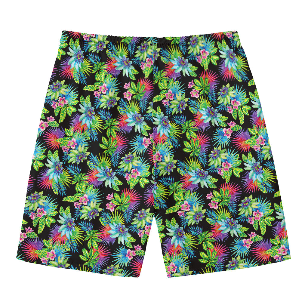 Psychedelic Hawaiian Flower Print Men's Swim Trunks