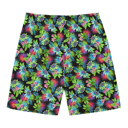 Psychedelic Hawaiian Flower Print Men's Swim Trunks