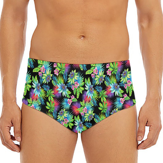 Psychedelic Hawaiian Flower Print Men's Triangle Swim Briefs