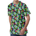 Psychedelic Hawaiian Flower Print Men's Velvet T-Shirt