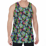 Psychedelic Hawaiian Flower Print Men's Velvet Tank Top