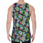 Psychedelic Hawaiian Flower Print Men's Velvet Tank Top