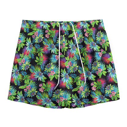 Psychedelic Hawaiian Flower Print Mesh Shorts