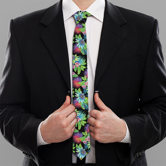 Psychedelic Hawaiian Flower Print Necktie