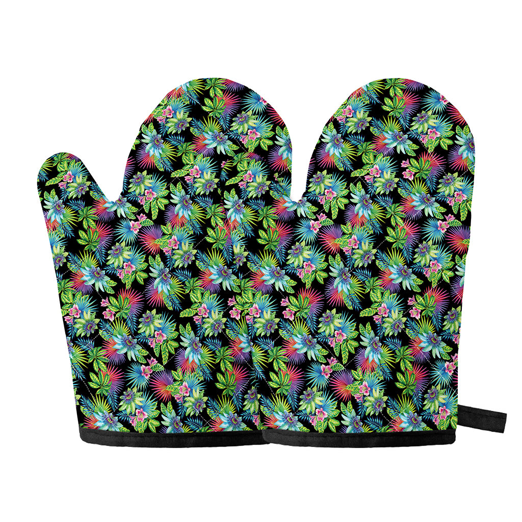 Psychedelic Hawaiian Flower Print Oven Mitts