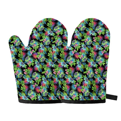 Psychedelic Hawaiian Flower Print Oven Mitts