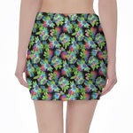 Psychedelic Hawaiian Flower Print Pencil Mini Skirt