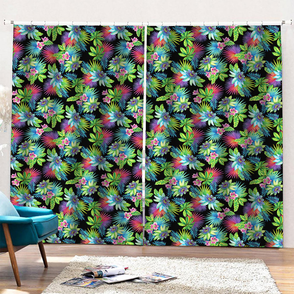 Psychedelic Hawaiian Flower Print Pencil Pleat Curtains