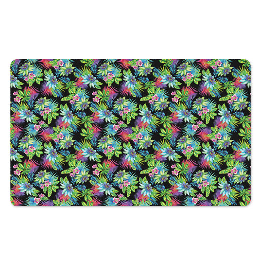 Psychedelic Hawaiian Flower Print Polyester Doormat