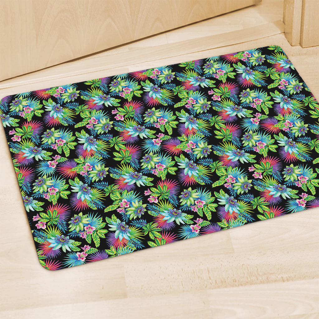 Psychedelic Hawaiian Flower Print Polyester Doormat
