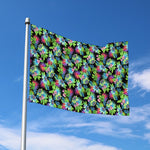 Psychedelic Hawaiian Flower Print Polyester Flag