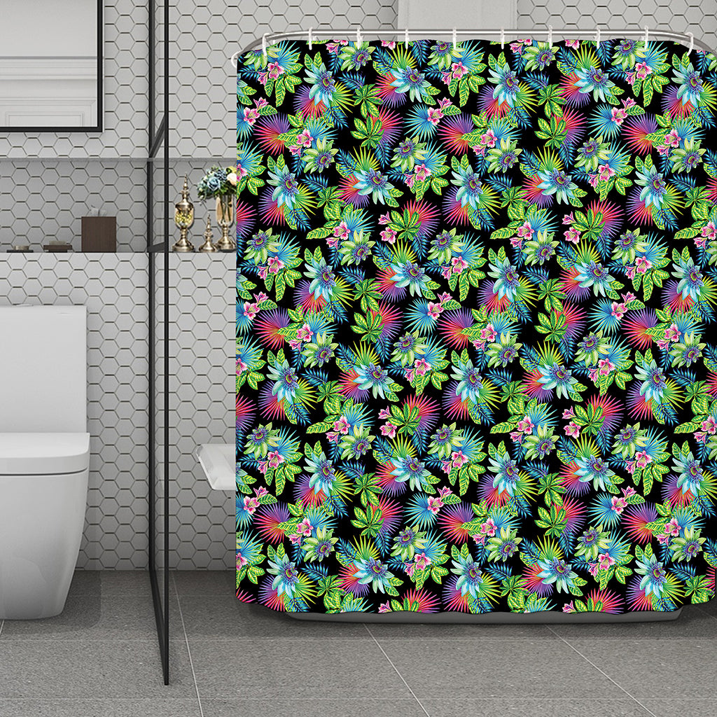 Psychedelic Hawaiian Flower Print Polyester Shower Curtain