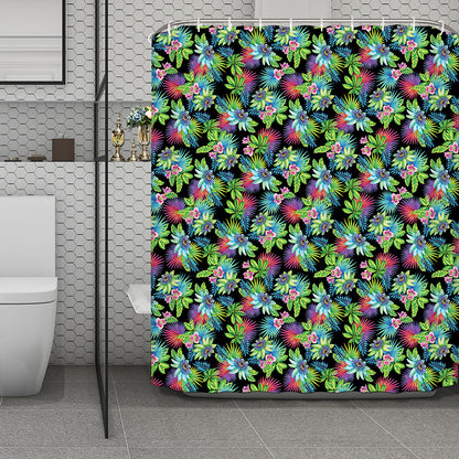 Psychedelic Hawaiian Flower Print Polyester Shower Curtain