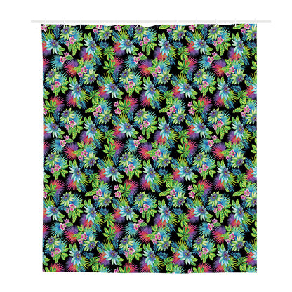 Psychedelic Hawaiian Flower Print Polyester Shower Curtain